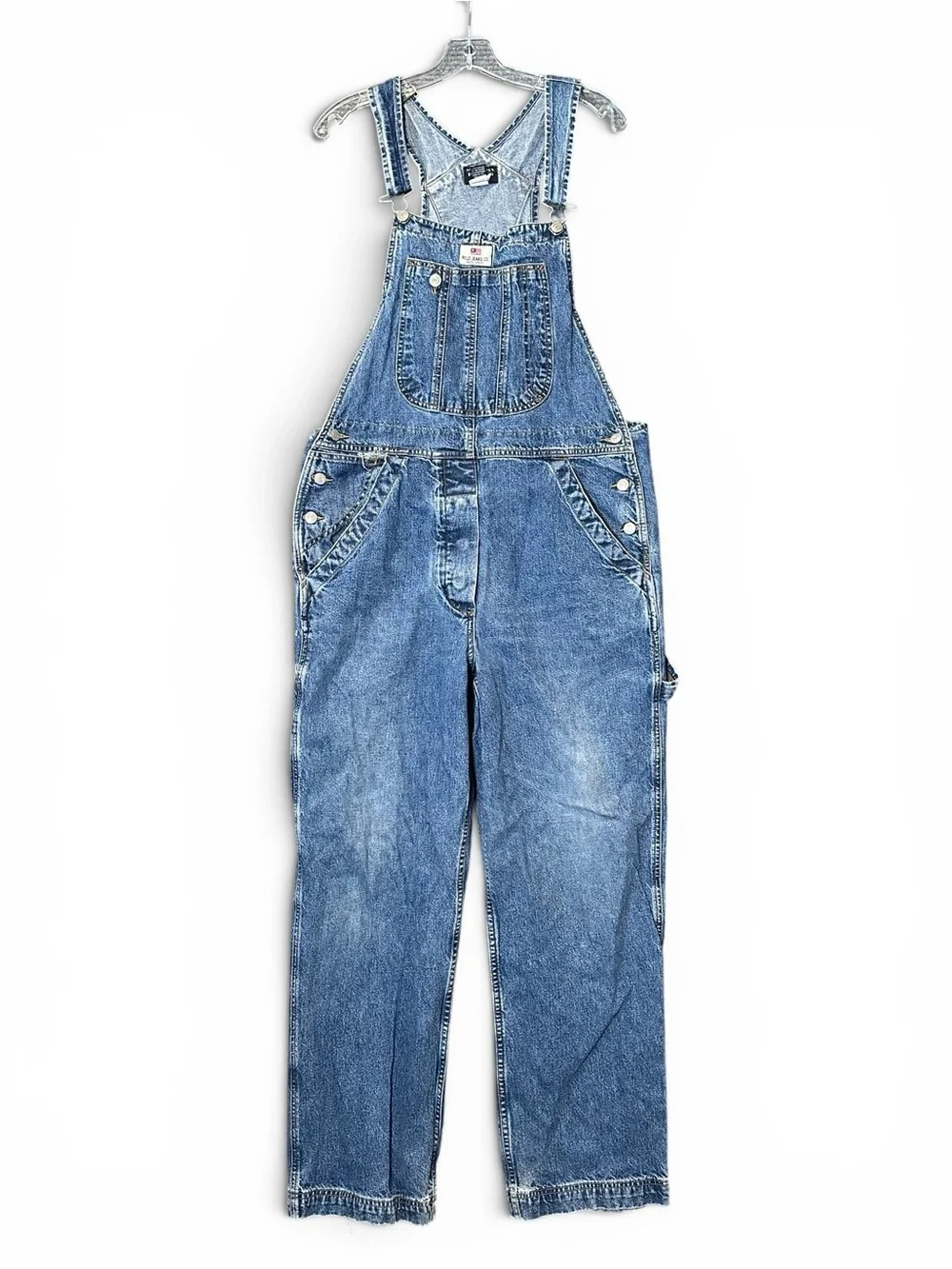 Vintage Y2K 90s Polo Jeans Co Ralph Lauren Denim Overalls Large Blue Carpenter - Picture 13 of 13